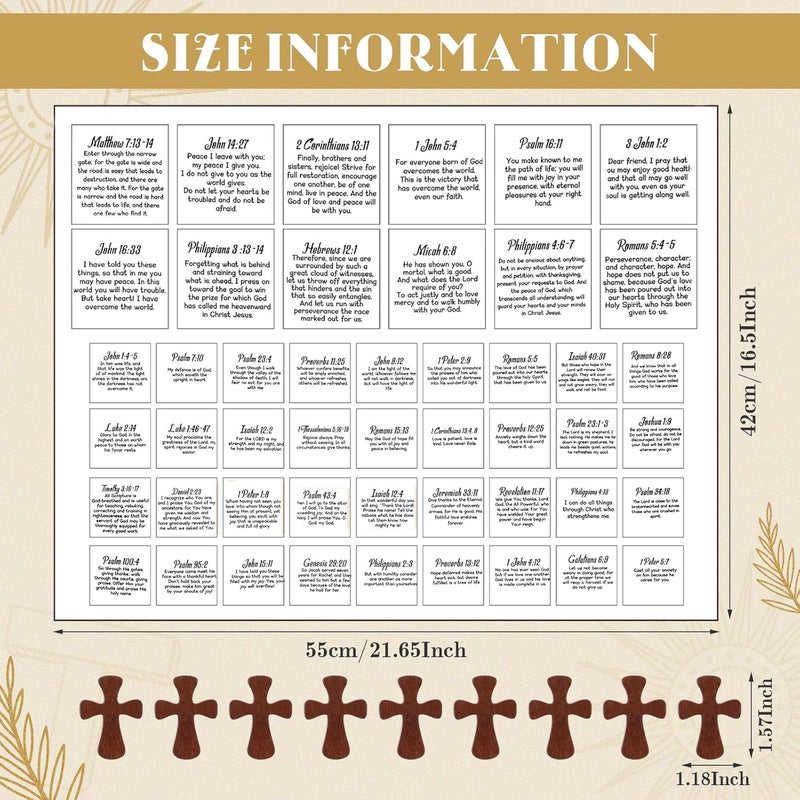 Anglechic 48 Set Pocket Prayer Quilt Squares Panel DIY Prayer Cloth with Crosses Mini Scripture Religious Spiritual Gift Easter Reward Gift for Friends Family Christians(Wood Color,Wooden) - Image 2